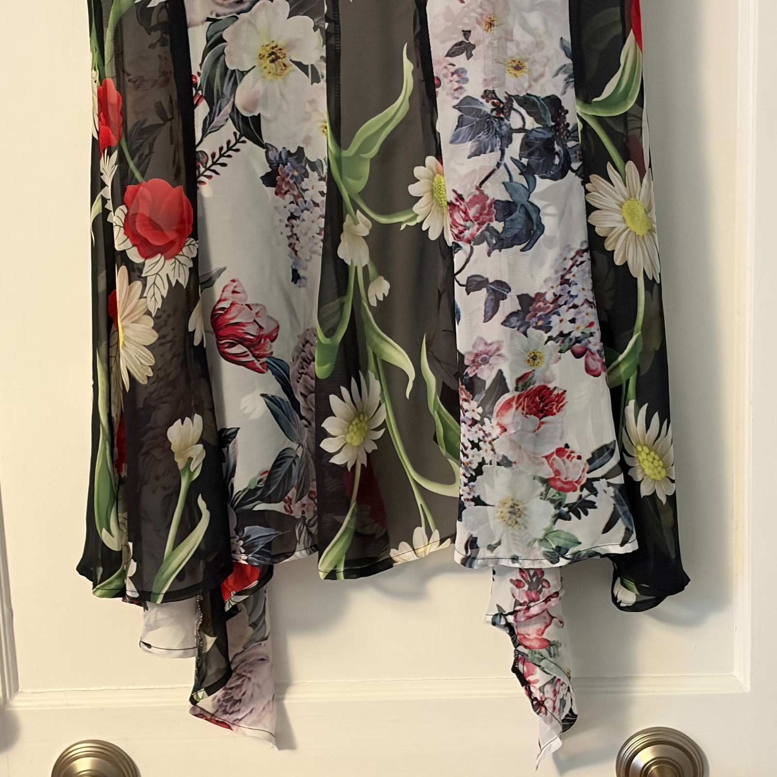 Soft Surroundings sheer floral patchwork open front kimono size L / XL bohemian