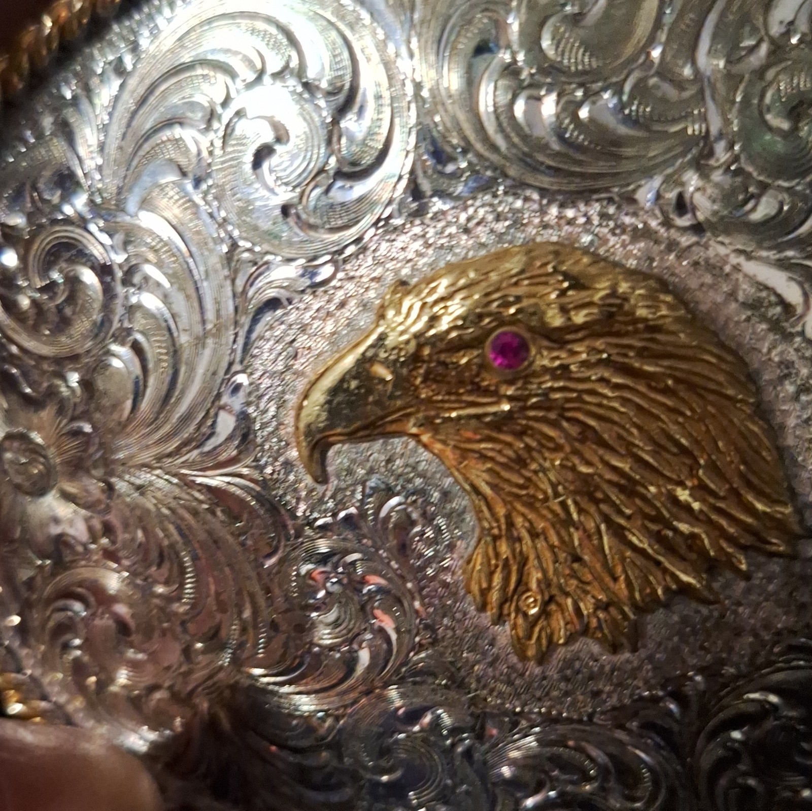 Montana Silversmiths Sterling Silver Plated Oval Eagle Belt Buckle