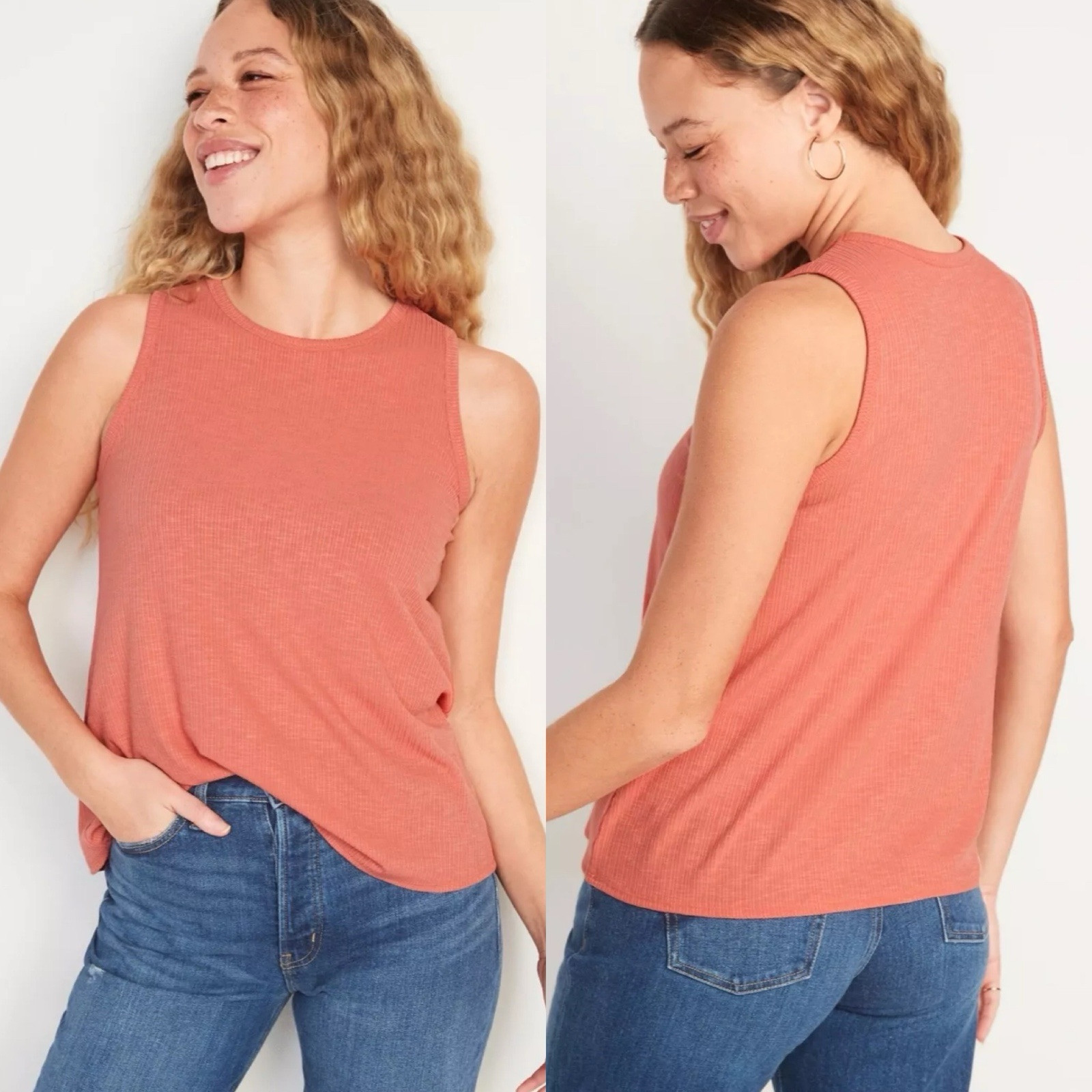 Old Navy Women’s Luxe Rib-Knit Swing Tank Top Sugar Poppy Size XXL or 2X