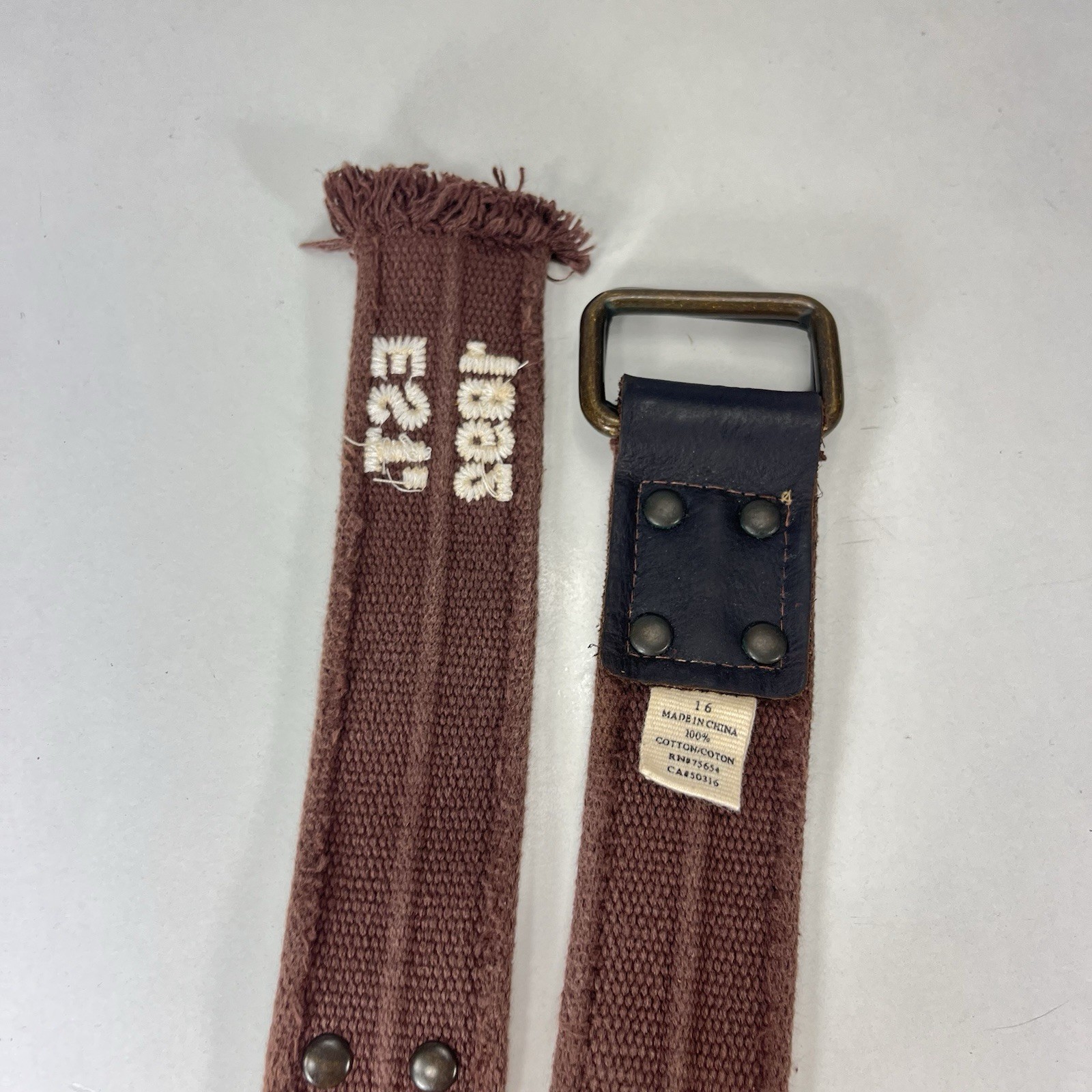 Studded Wide Brown Cotton Web Belt – Women’s Size 34