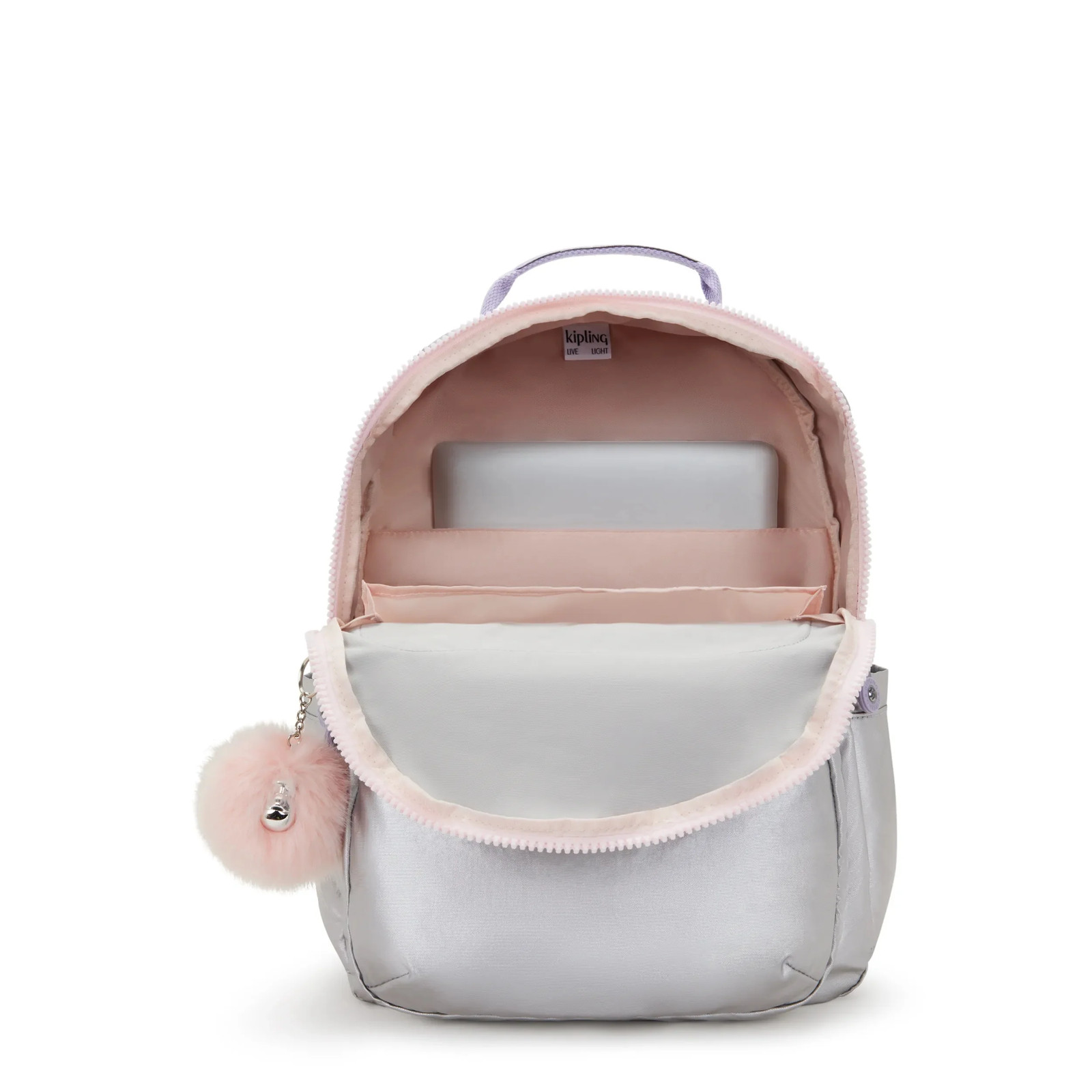 Kipling Seoul Large 15″ School Laptop Metallic Backpack Met Zip Pockets