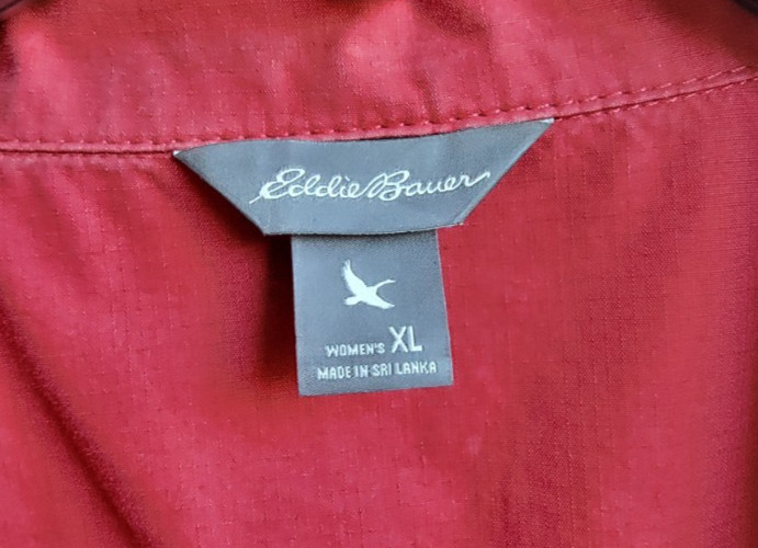 Eddie Bauer Womens Utility Cinch Waist Jacket Buttons Flap Pockets Brick Red XL