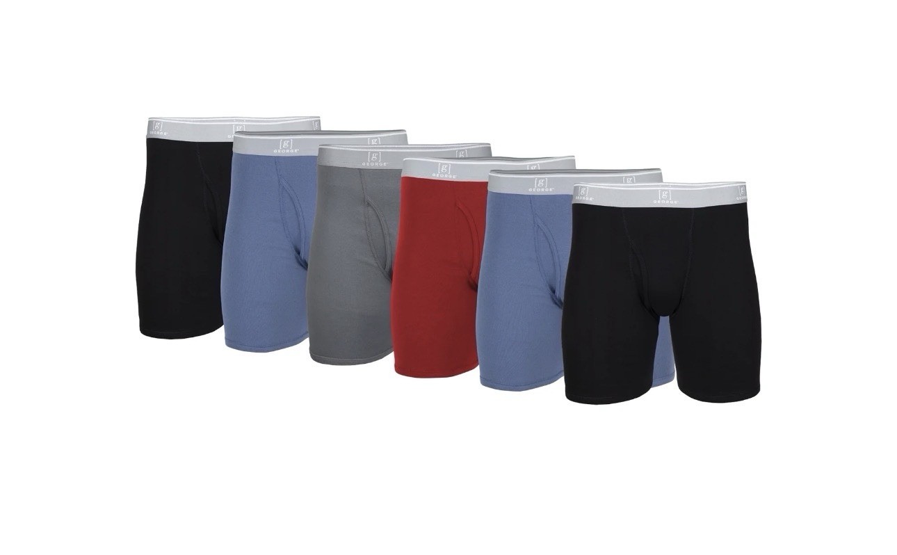 George 6 Pack Men Boxer Briefs Moisture Wicking, Tag Free, Size Medium (32-34)