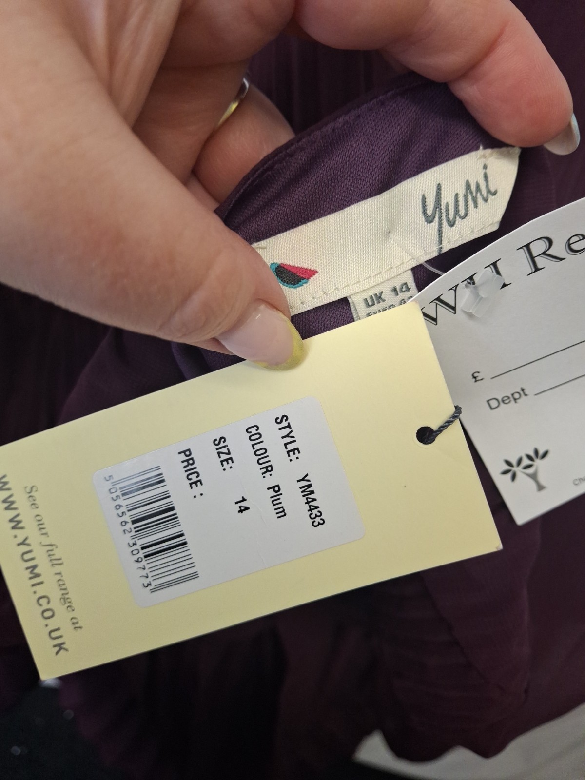 Yumi Wrap Style Pleat Midi Dress Plum Purple Belted Women’s UK14 NWT C6295
