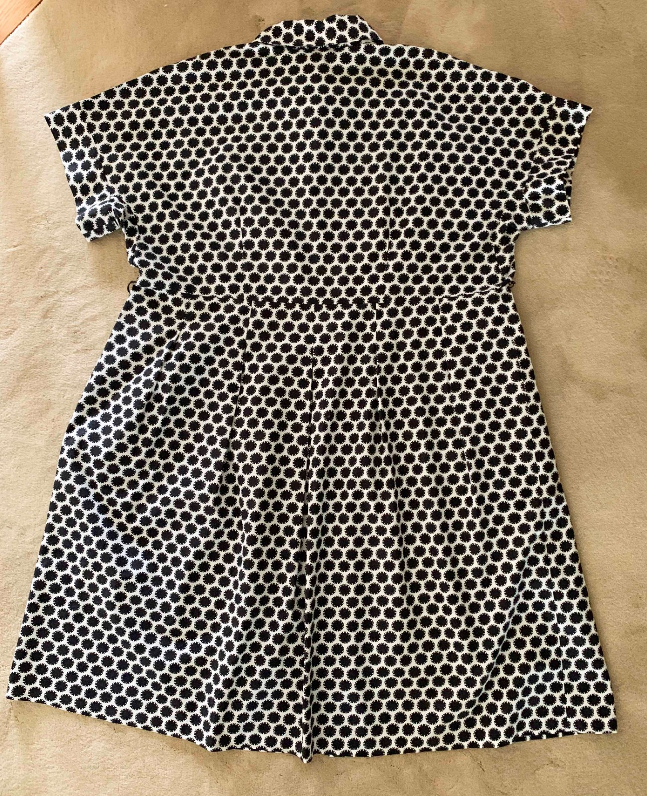 TALBOTS PLUS Cotton Shirt Dress Black & White Atomic Polka Dot Print 18W