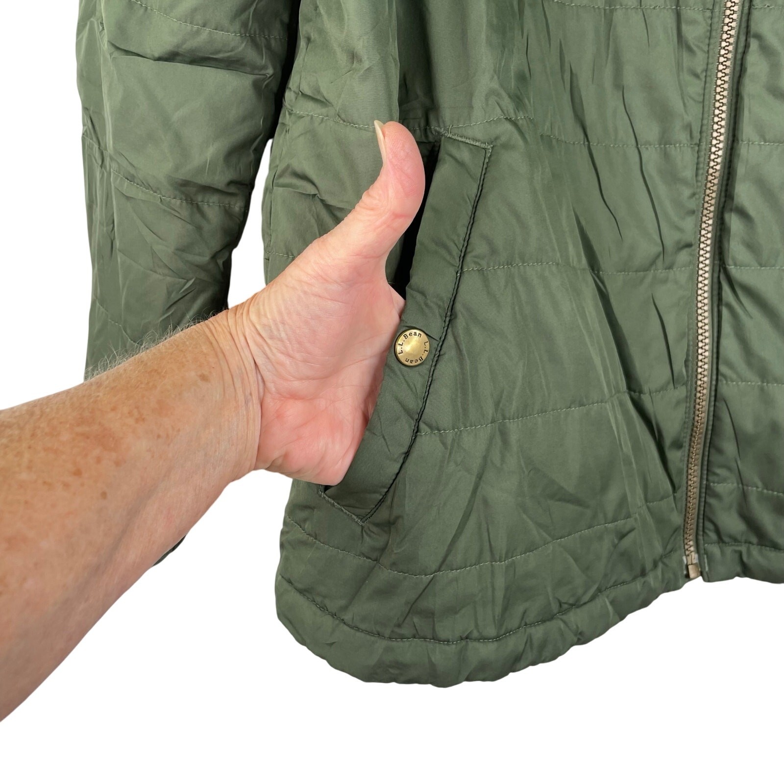 L.L.Bean Army Green Men’s Mountain Classic Puffer Jacket Lightweight Large Tall
