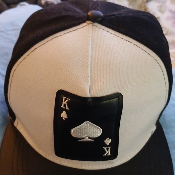 Black & White Colorblock Snapback Cap Adjustable One Size King of Spades Patch