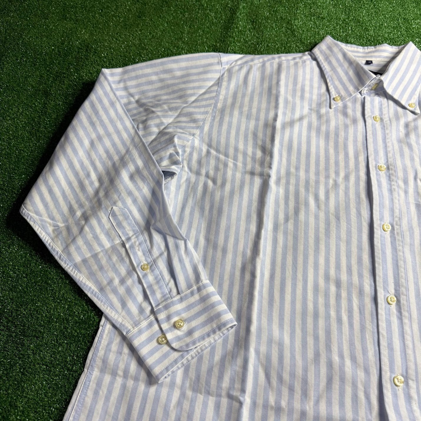 McNeal Long Sleeve Button Down Striped Blue Oxford Tailored Casual Shirt Size 45