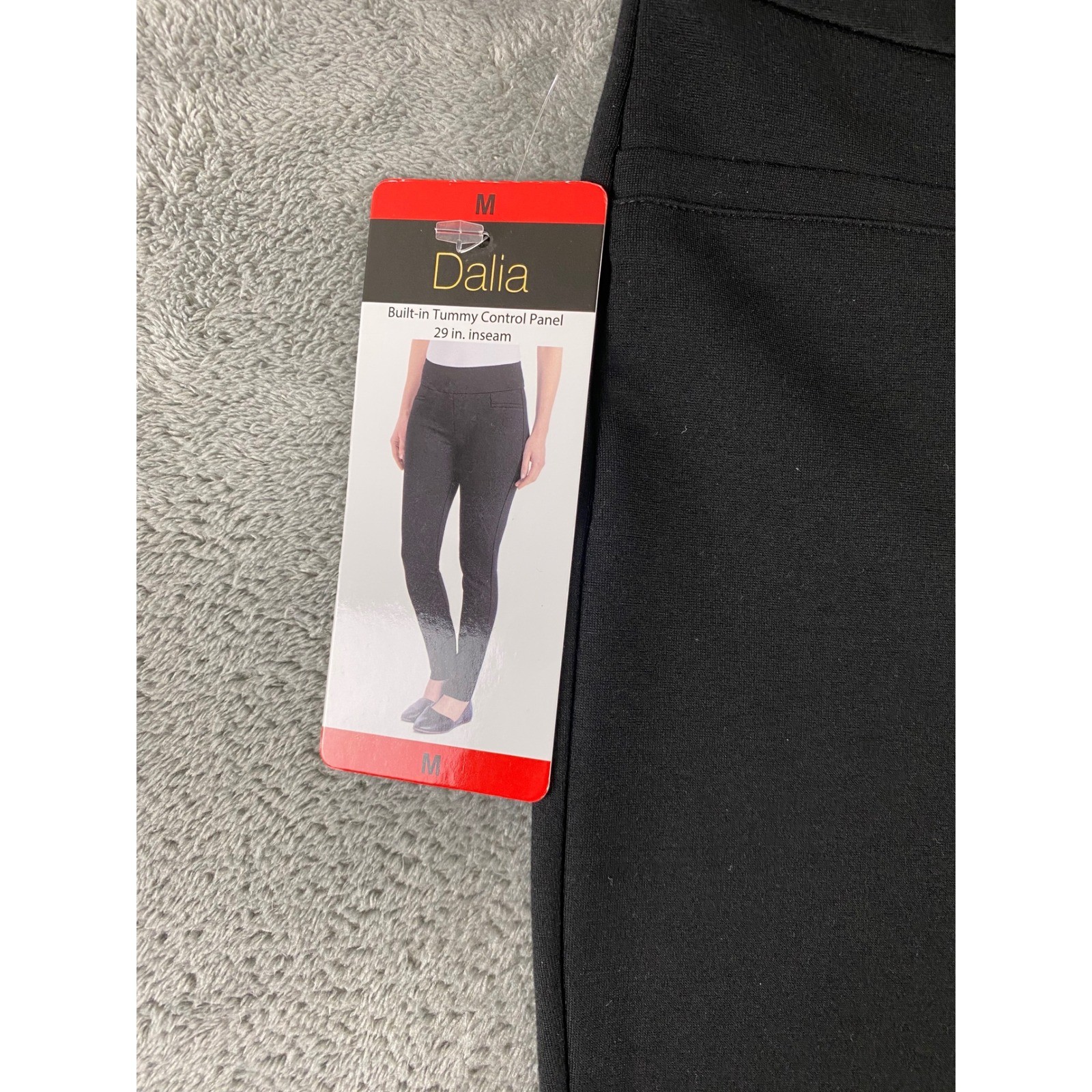 Dalia Womens Black Tummy Control Pull On Dress Pants Size M 1533395 Slim Leg
