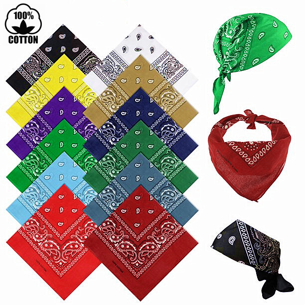 3-12 Pcs 100% Cotton Paisley Print Bandana Head Warp Scarf Headband Neck Cover