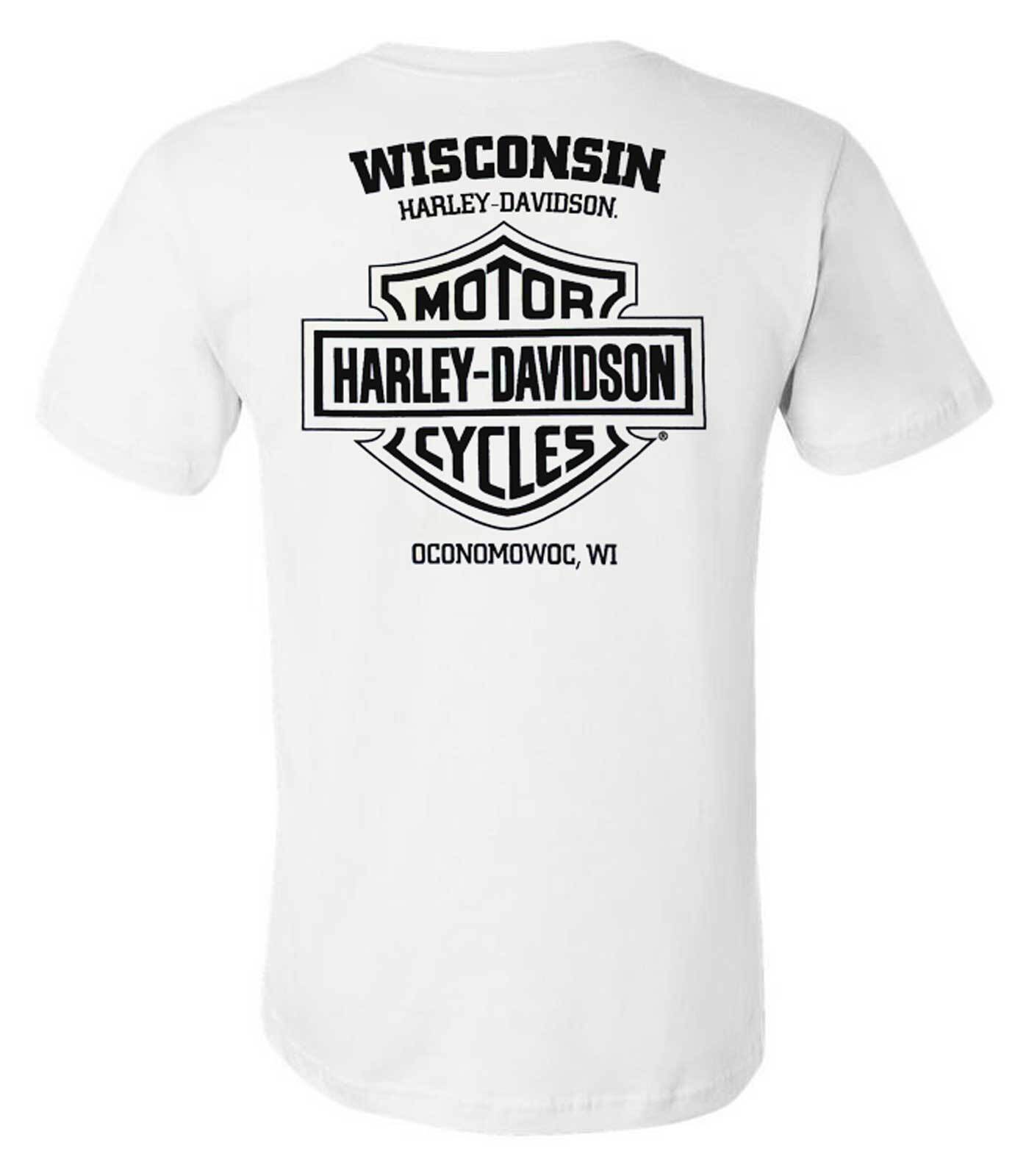 Harley-Davidson Men’s Open Bar & Shield On White Short Sleeve Crew-Neck T-Shirt