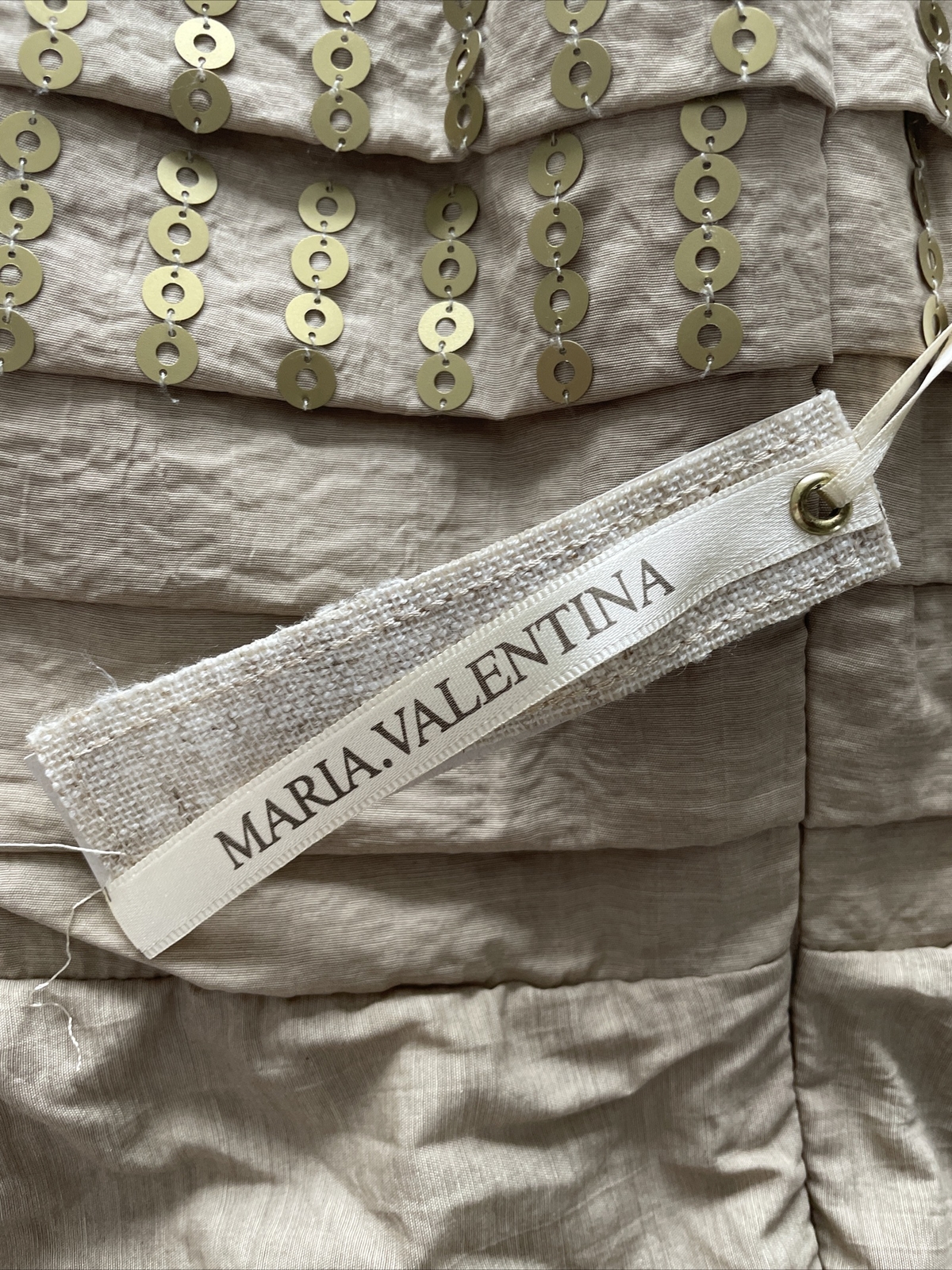 NWT Maria Valentina Corset Ball Gown Beige Sleeveless Maxi Prom Dress Small $500