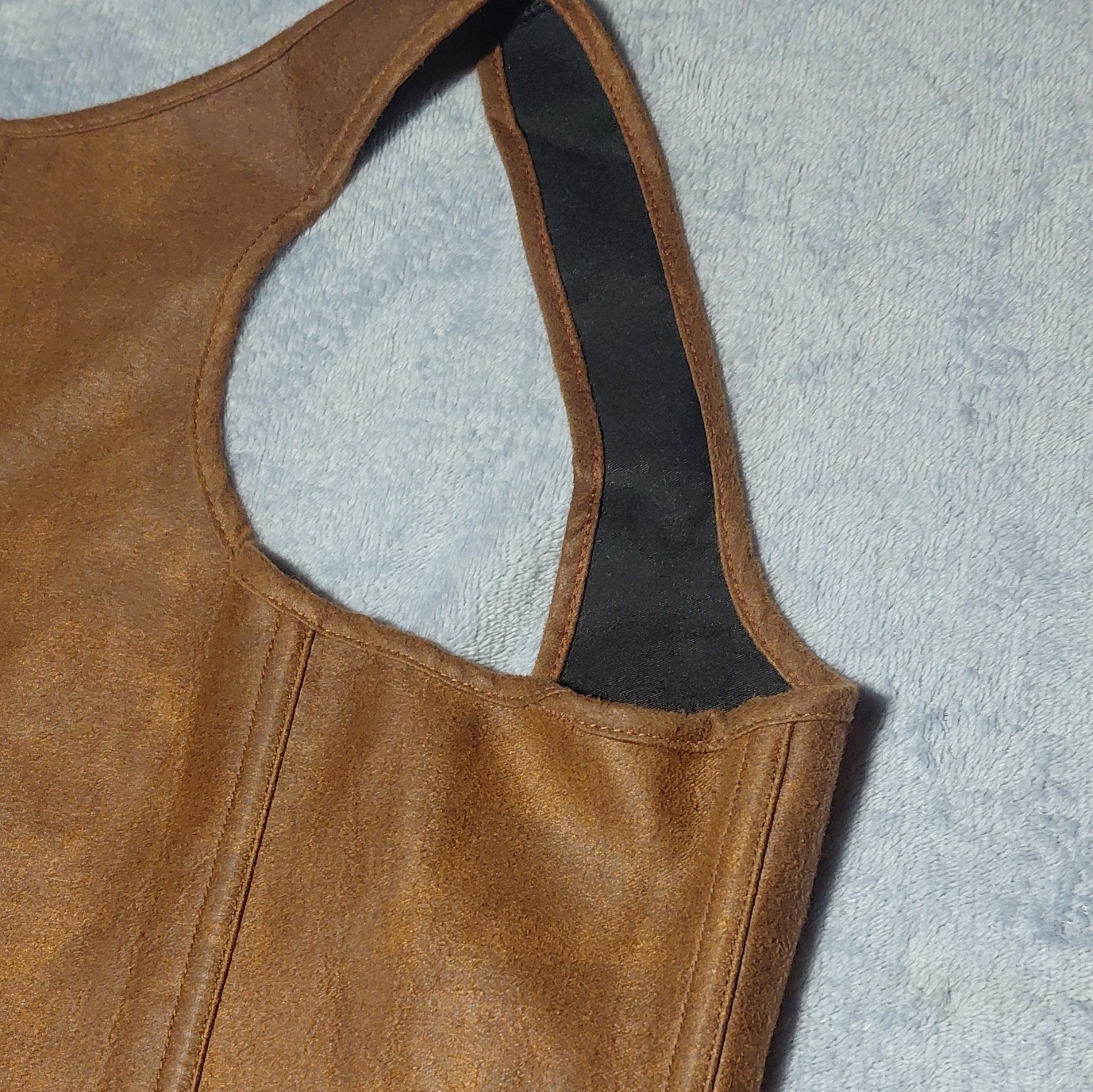 Alivila.Y Brown Corset Top 5XL Hook & Eye Front Lace-Up Back Solid