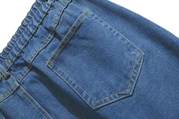 Women’s Summer Casual Elastic Waist Pockets Work Midi Denim A Line Skirt