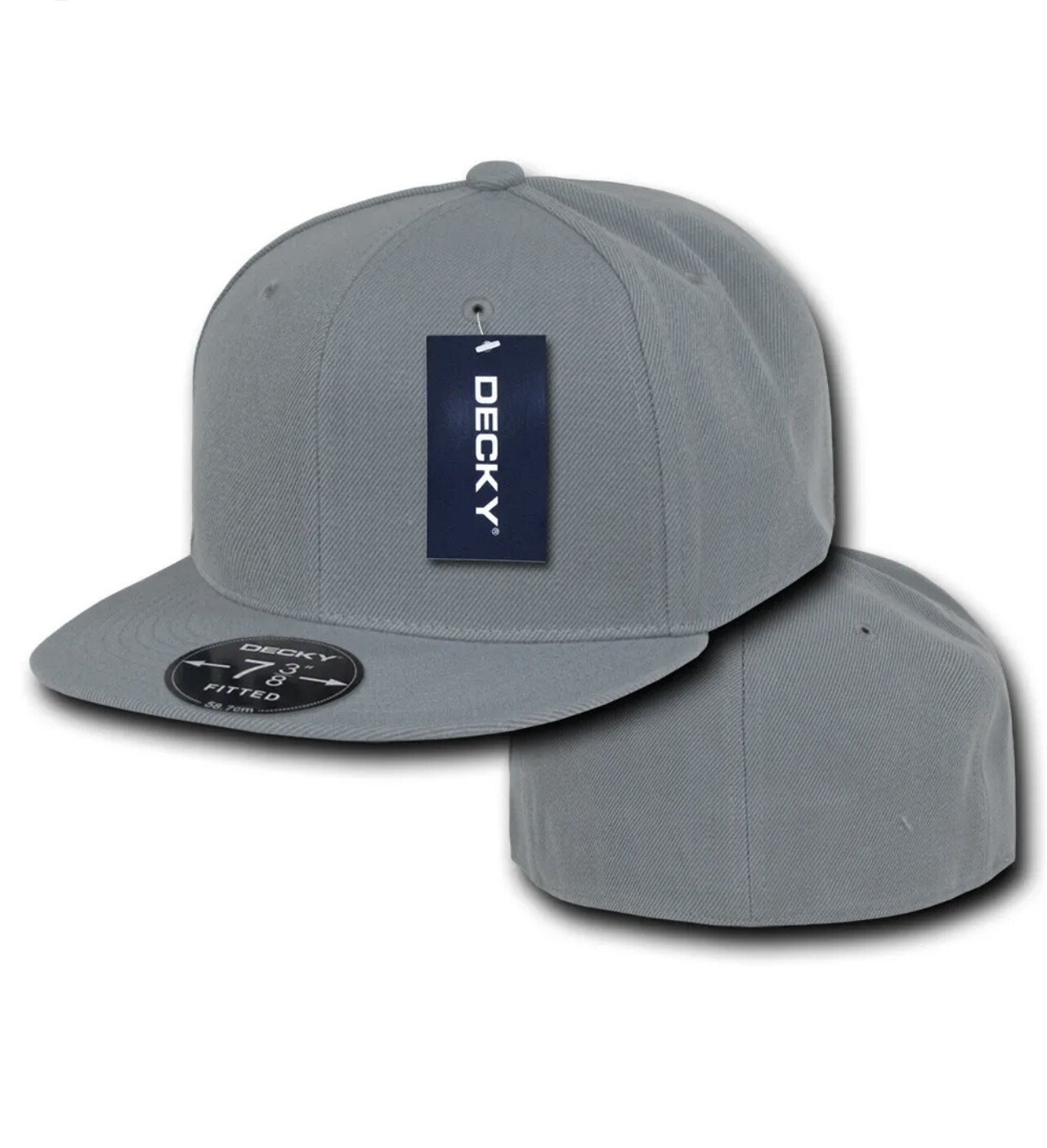 Decky RP1 Plain Fitted Flat Bill Caps in Gray Color