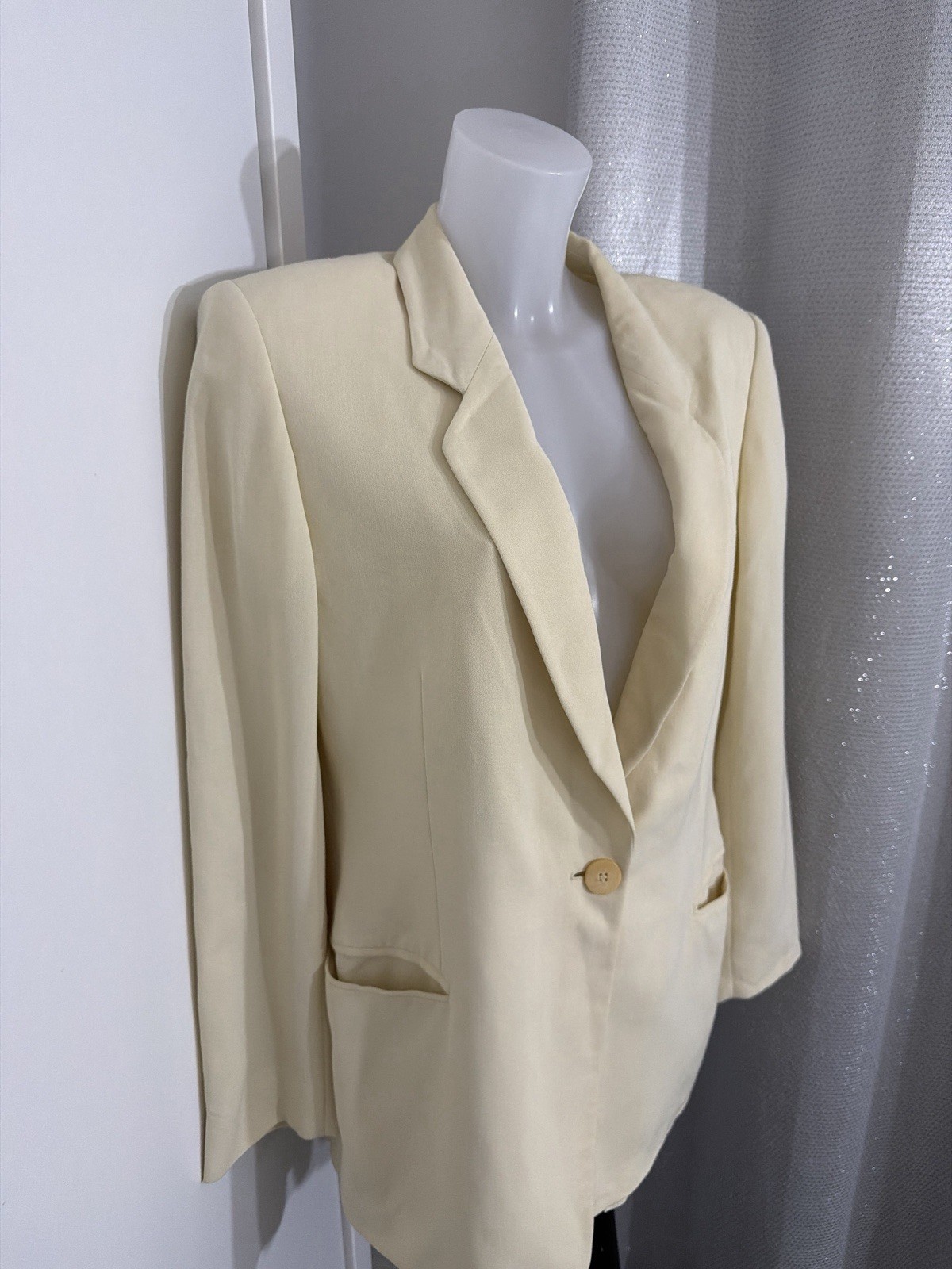 Vintage Mani Cream Yellow Wool Viscose Blazer Jacket UK 12 46