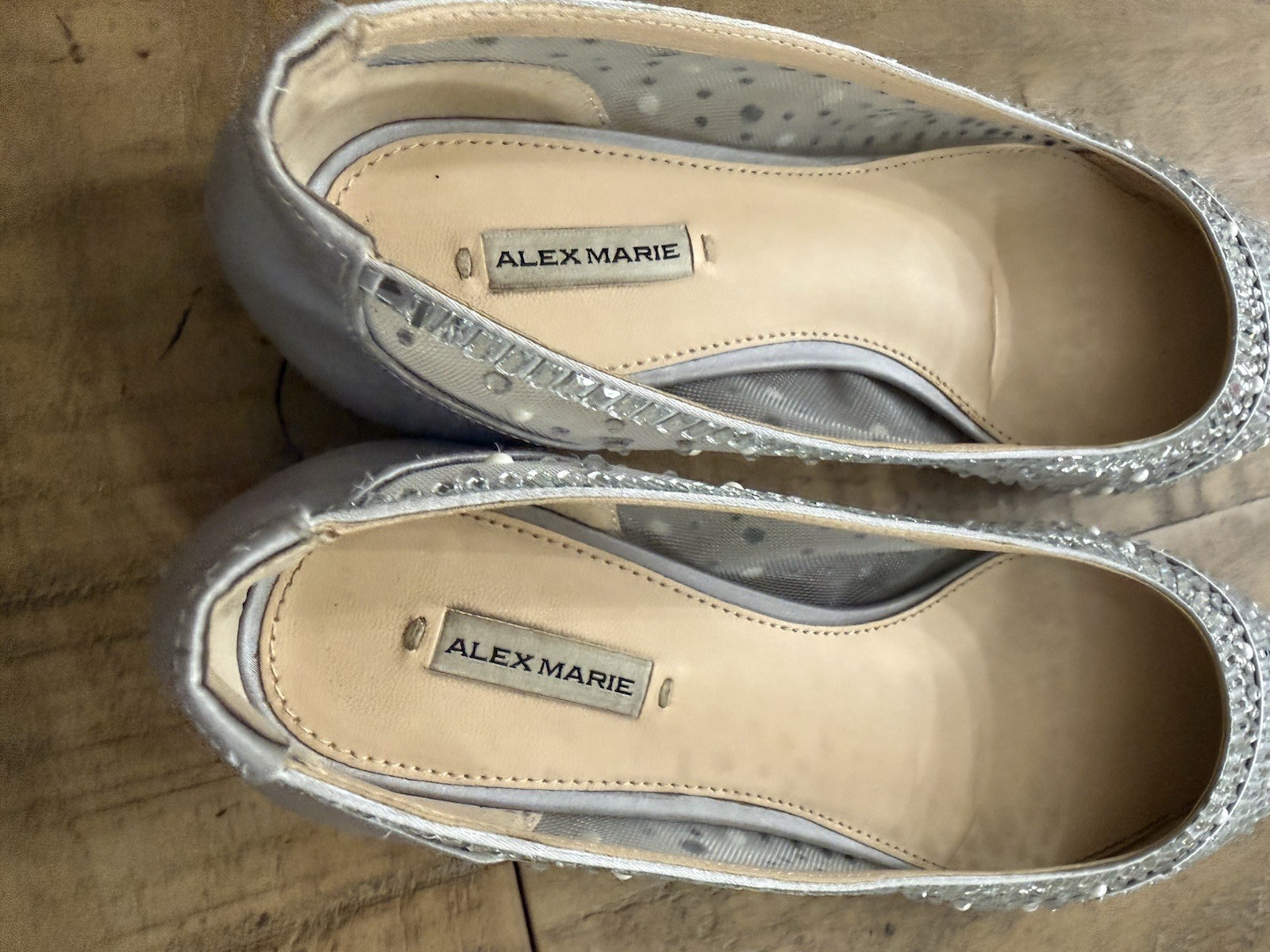 Alex Marie Elegant Flats W Silver Rhinestones And Pearl Details Sz 5.5