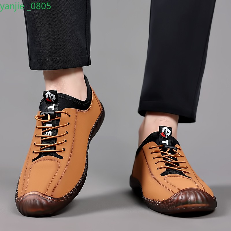 Men’s Faux Leather Casual Shoes Lace Up Round Toe Slip On Fashion Summer Retro