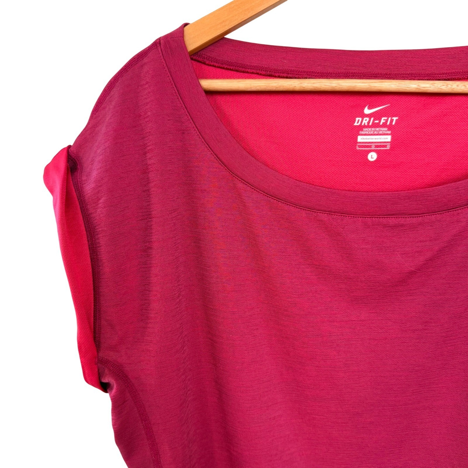 Nike Dri-FIT Womens Wool Blend Cap Sleeve Tennis Top Raspberry Red Pink Large