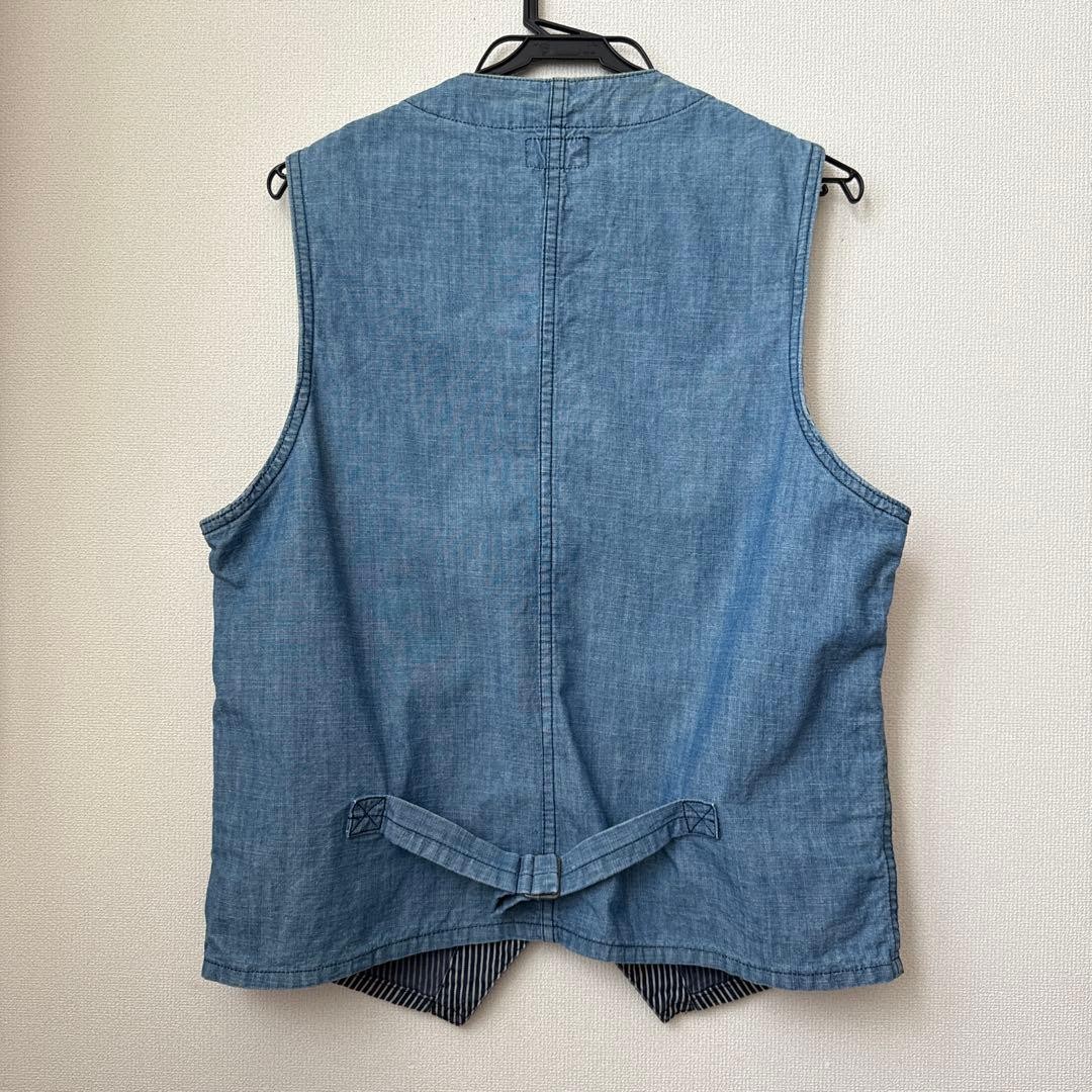 Sugar Cane Hickory Denim Work Vest Size 38 Medium Made In USA Toyo Enterprise
