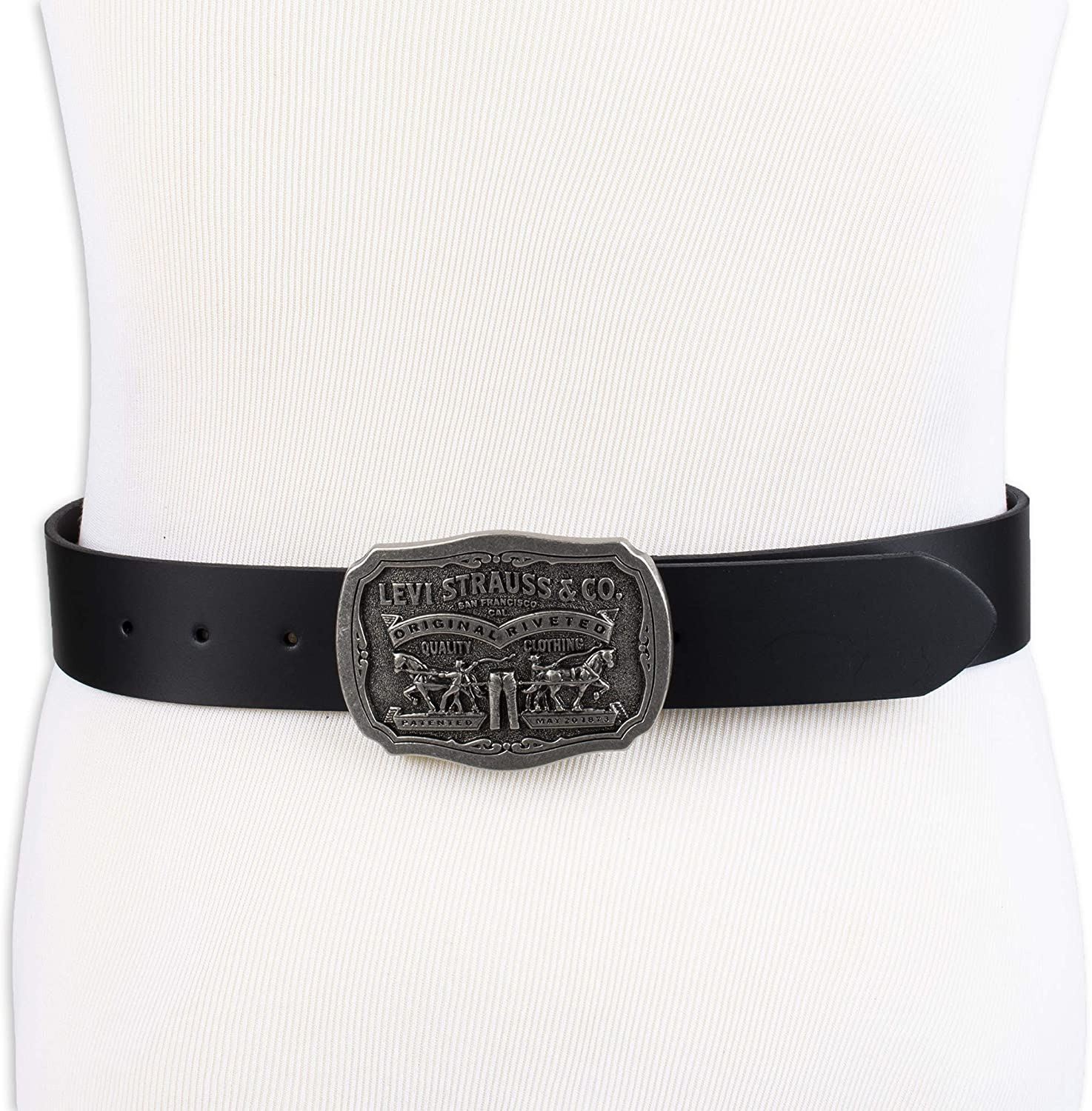 Levi’s Men’s Everyday Jean Leather Belt with Removable Plaque Buckle Black