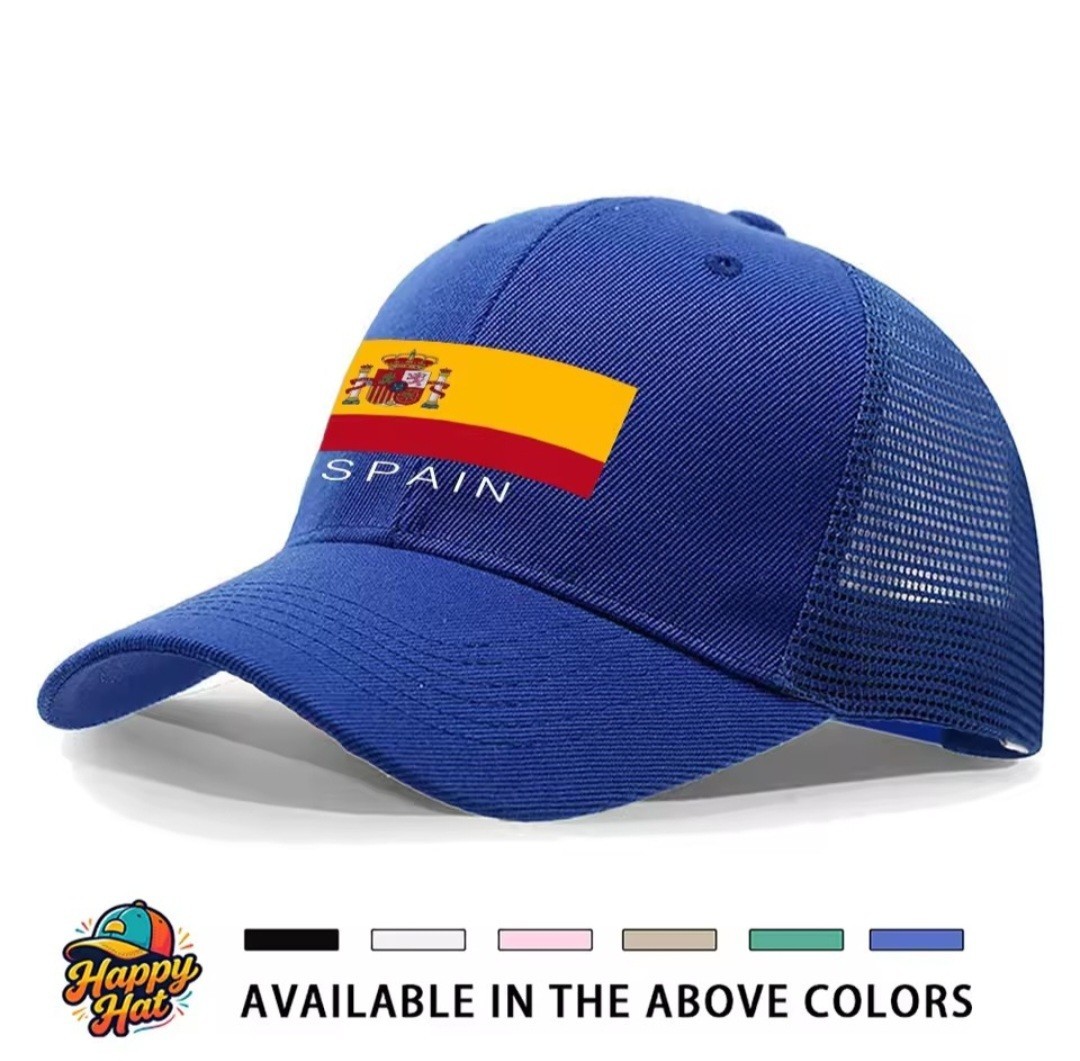 Happy Hat Spain Flag Trucker Hat Black One Size Adjustable Mesh Back Cap