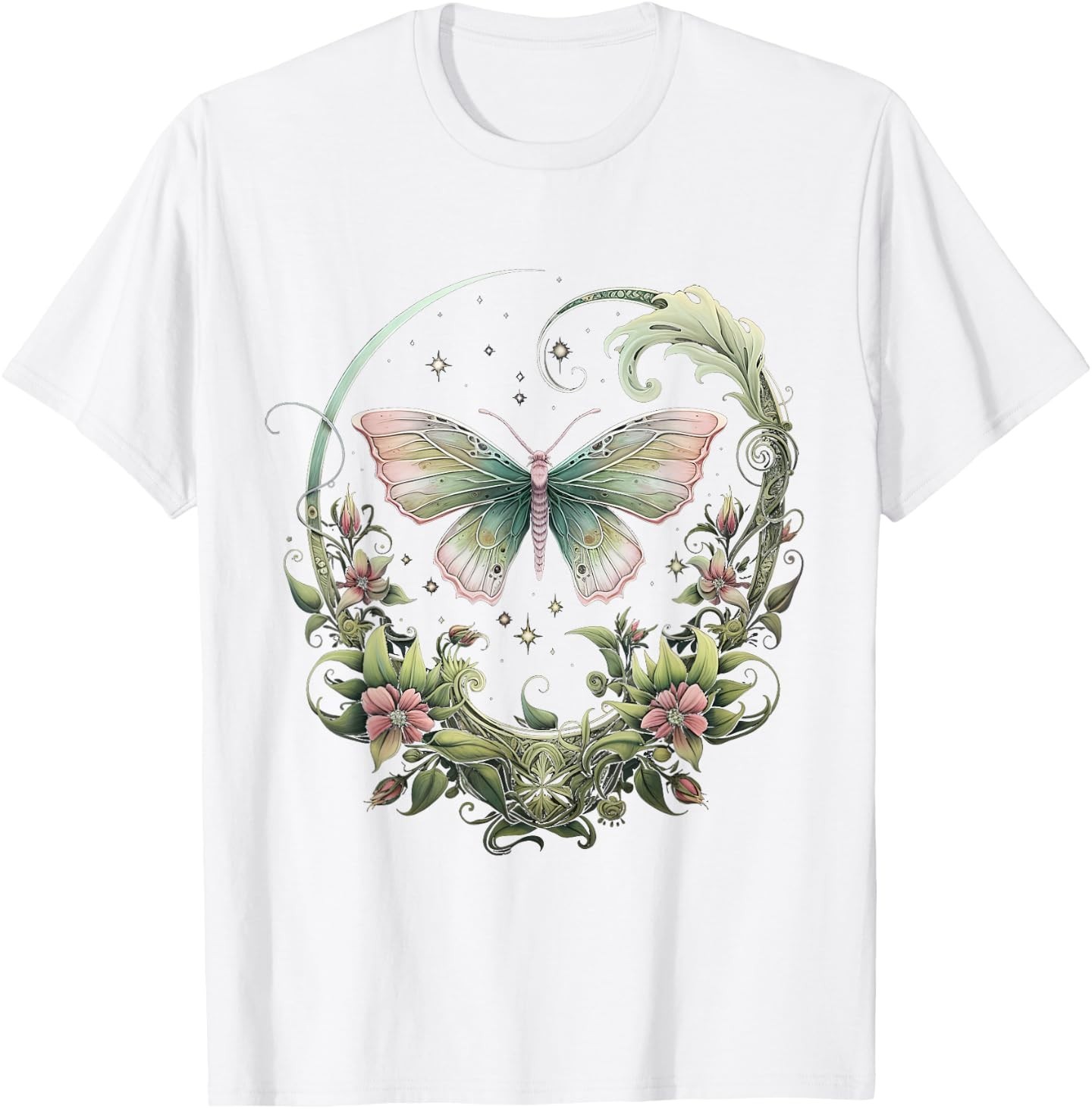 Butterfly moonphases Flowers cottagecore 2 T-Shirt