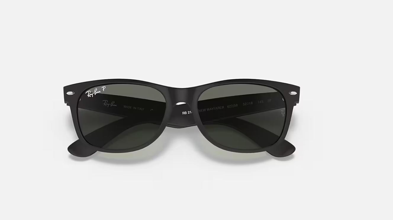Ray-Ban New Wayfarer Classic Matte Black Polarized 52 mm Sunglasses