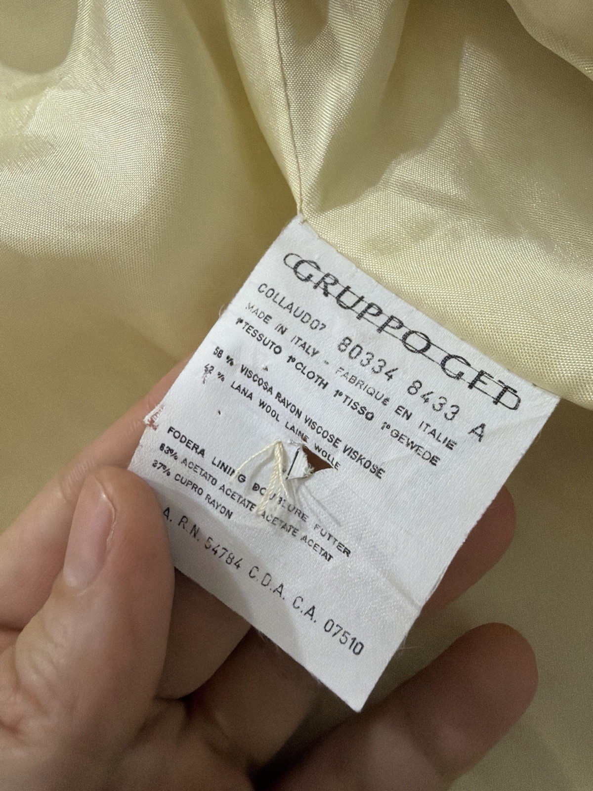 Vintage Mani Cream Yellow Wool Viscose Blazer Jacket UK 12 46