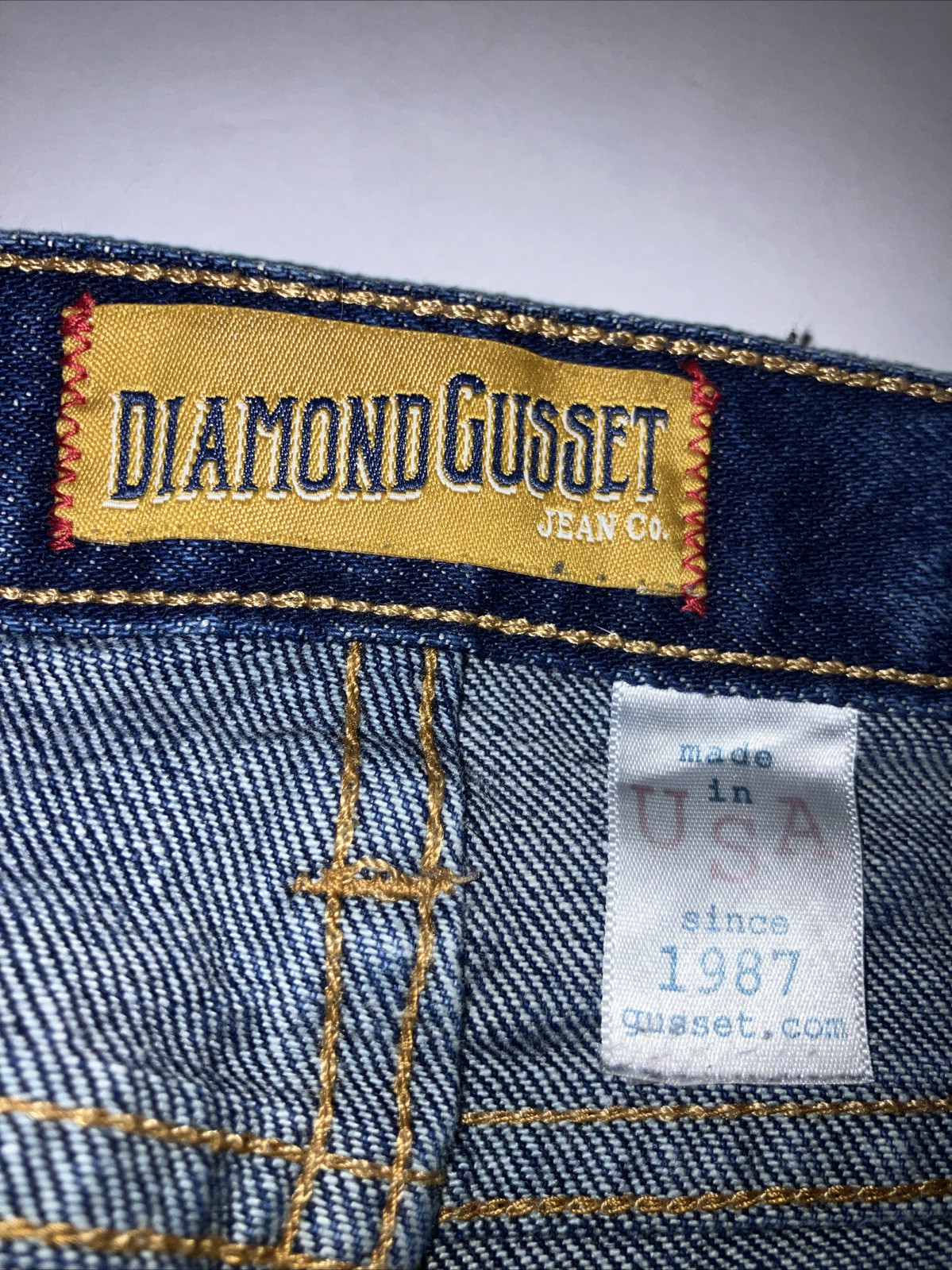 DIAMOND GUSSET Jeans Mens 36×27.5in Blue Denim Dungarees 🇺🇸Made in USA