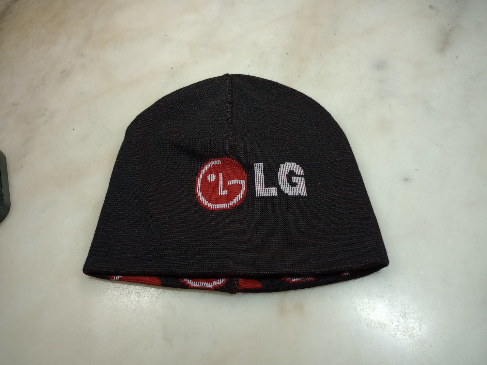 LG (Lucky Goldstar) Brand Company Beanie Hat Double Sided LG Logo.