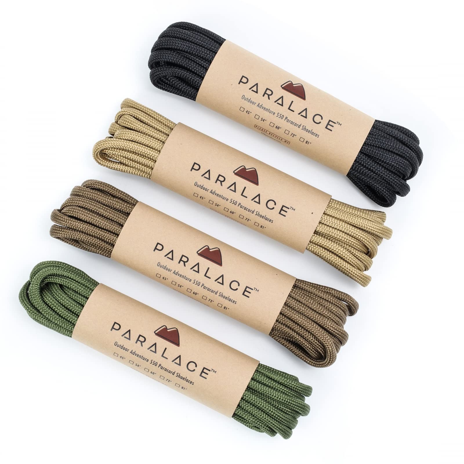 550 Paracord Shoelaces for Hiking Boots Running Shoes, Black 81 Inch