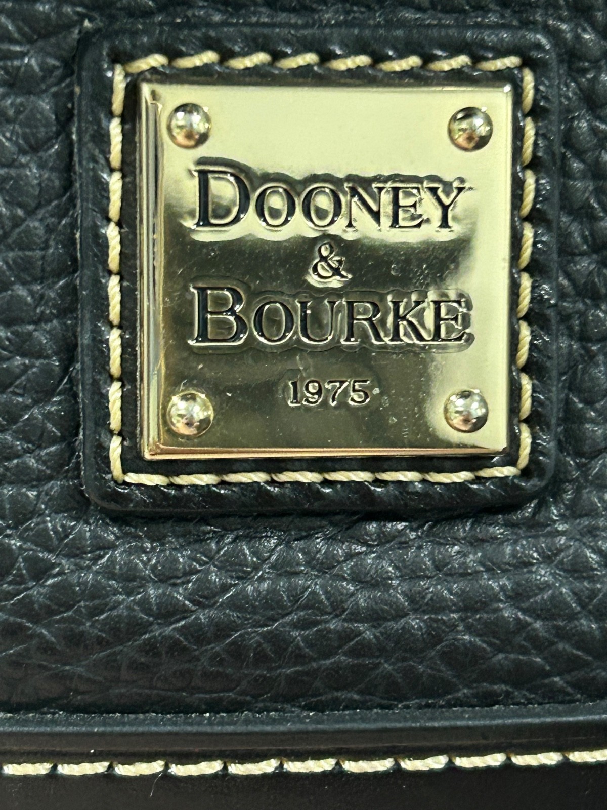 Dooney & Bourke Black Dome Satchel Top Handle Zip Bag Gold Colored Hardware