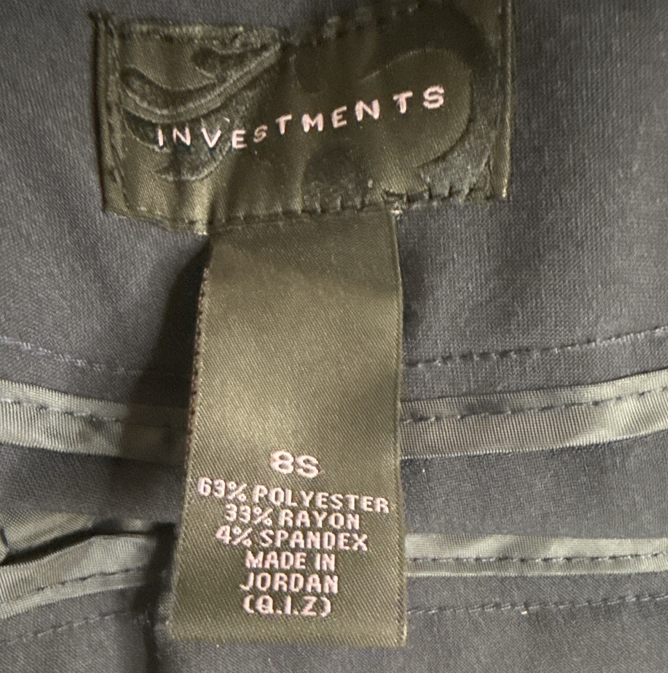 Investments Women’s Dress Pants Straight Leg Solid Navy Petite 8S Poly Rayon