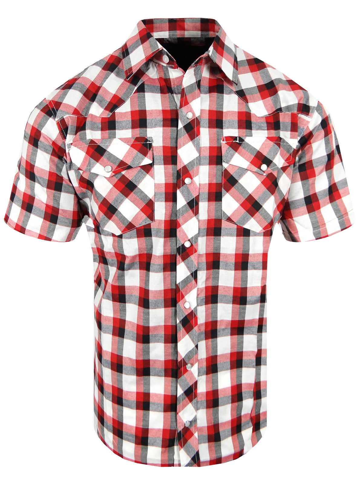 Western Plaid Shirt Short Sleeve Mens Snap Up Flap Pockets LATEST NEW COLORS!!