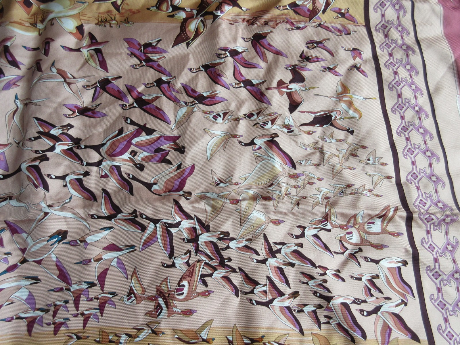 HERMES Libres Comme L’Air swan bird duck silk 90 cm 35 in square scarf
