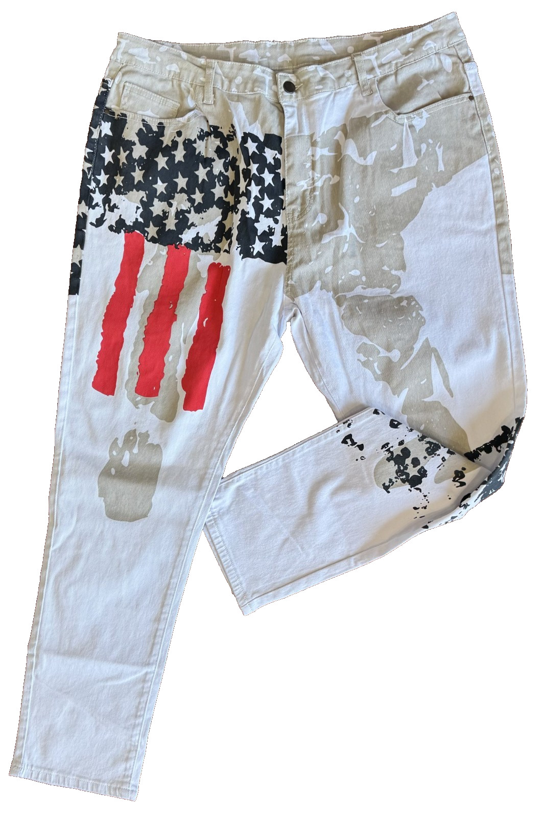 American Flag Men’s Casual Pants Sz 42×32 Stars & Stripes 99% Cotton 1% Spandex