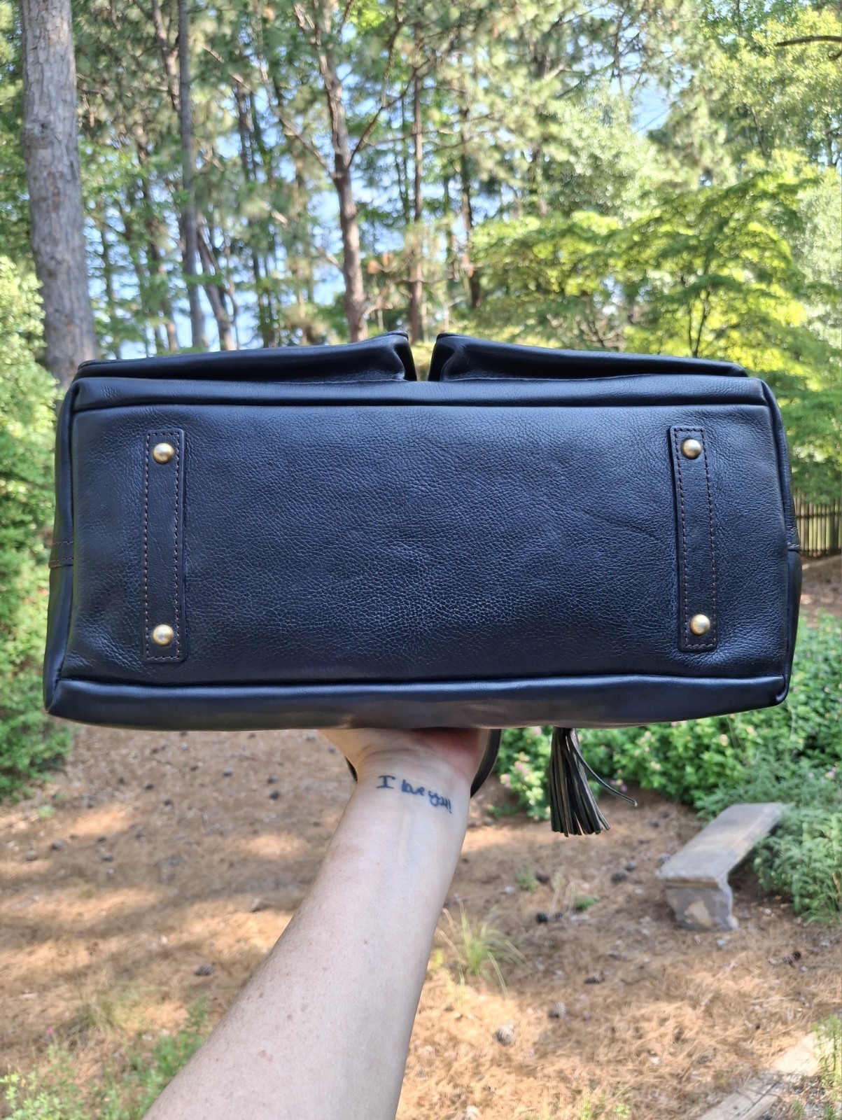 Dooney & Bourke Black Florentine Vacchetta Leather Clayton Satchel