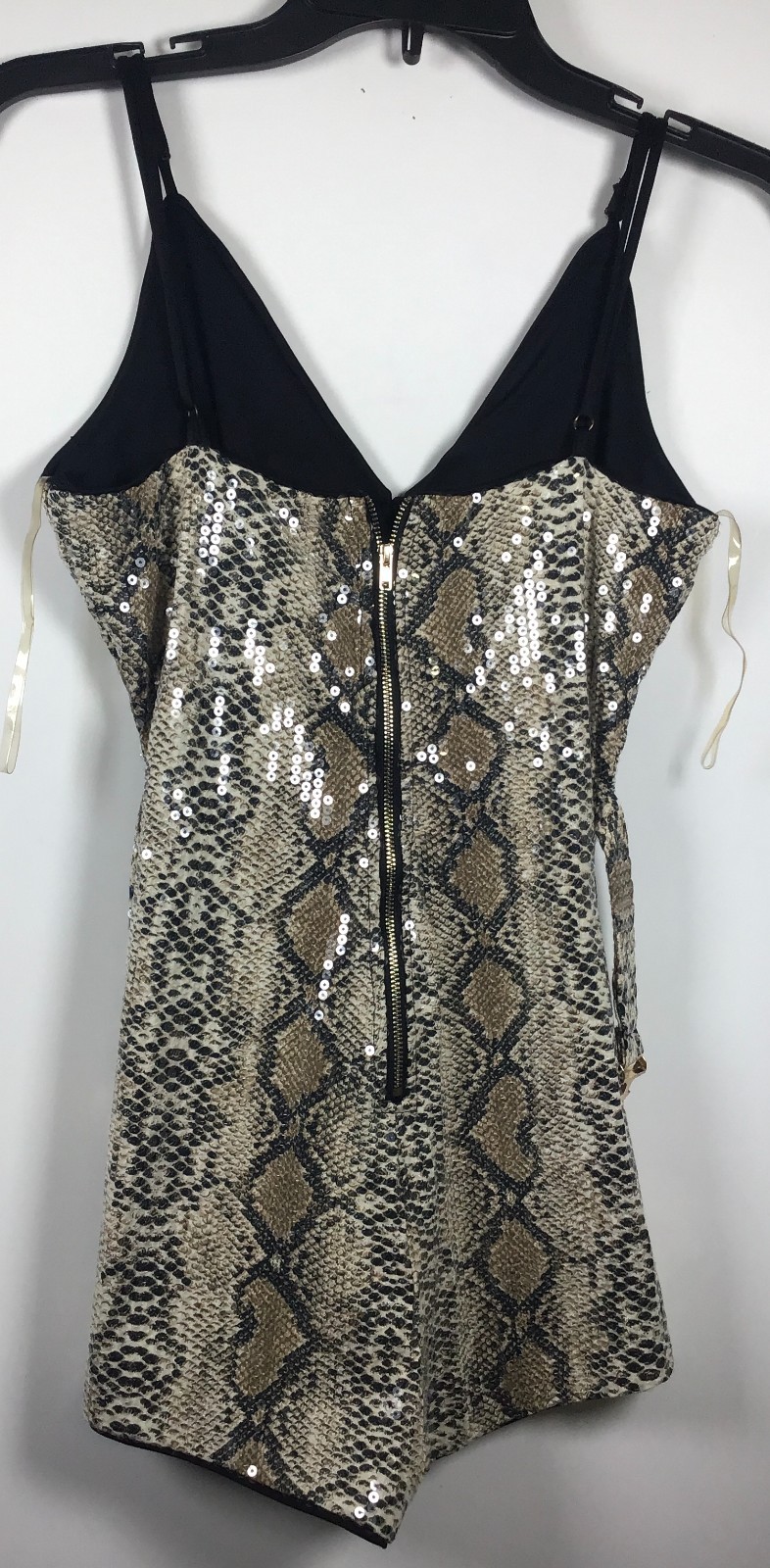Celebrity Women’s Short Sleeveless Med Zippered Snakeskin Dance Romper Jumpsuit