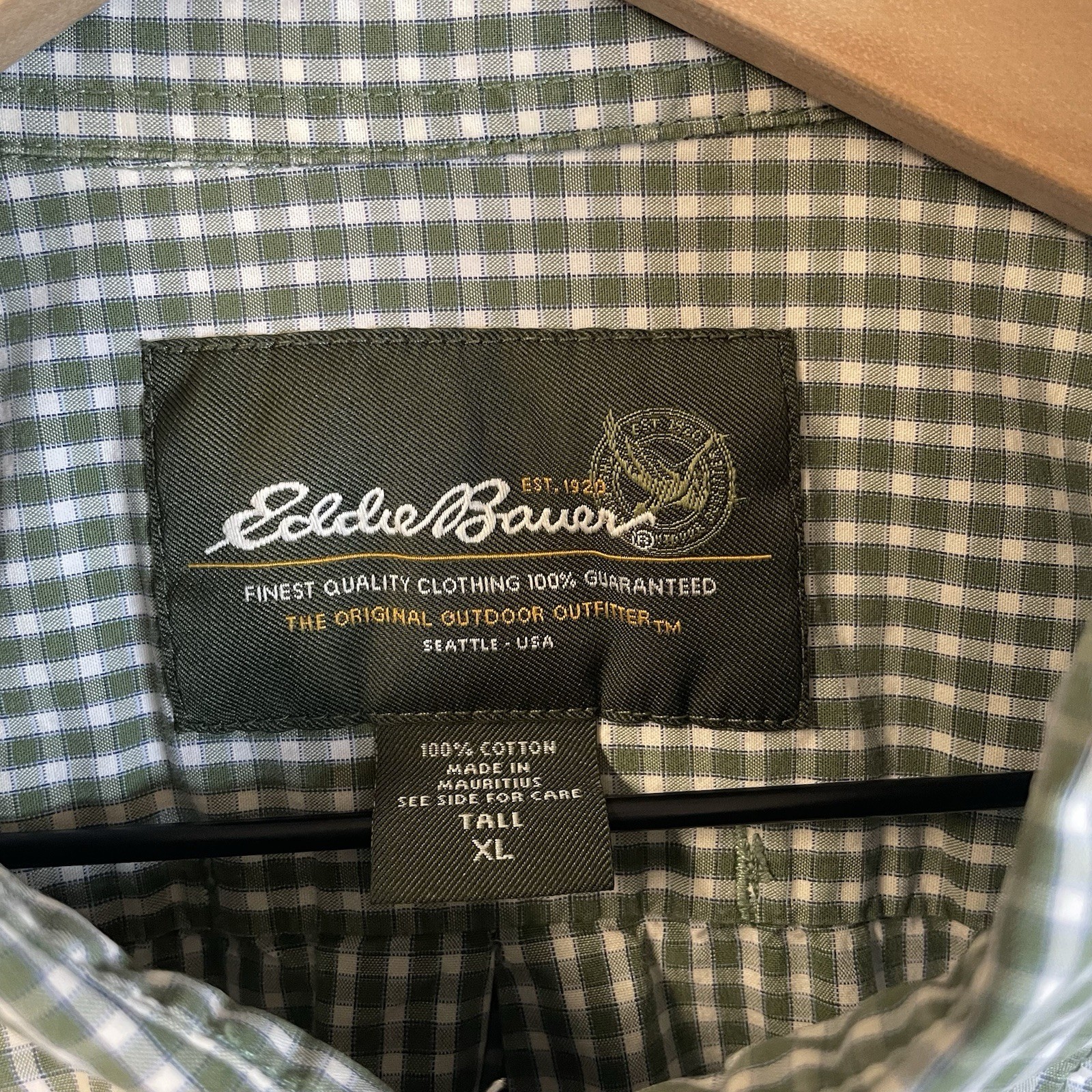 Eddie Bauer Men’s Short Sleeve Button Down Shirt, Green Size XL TALL