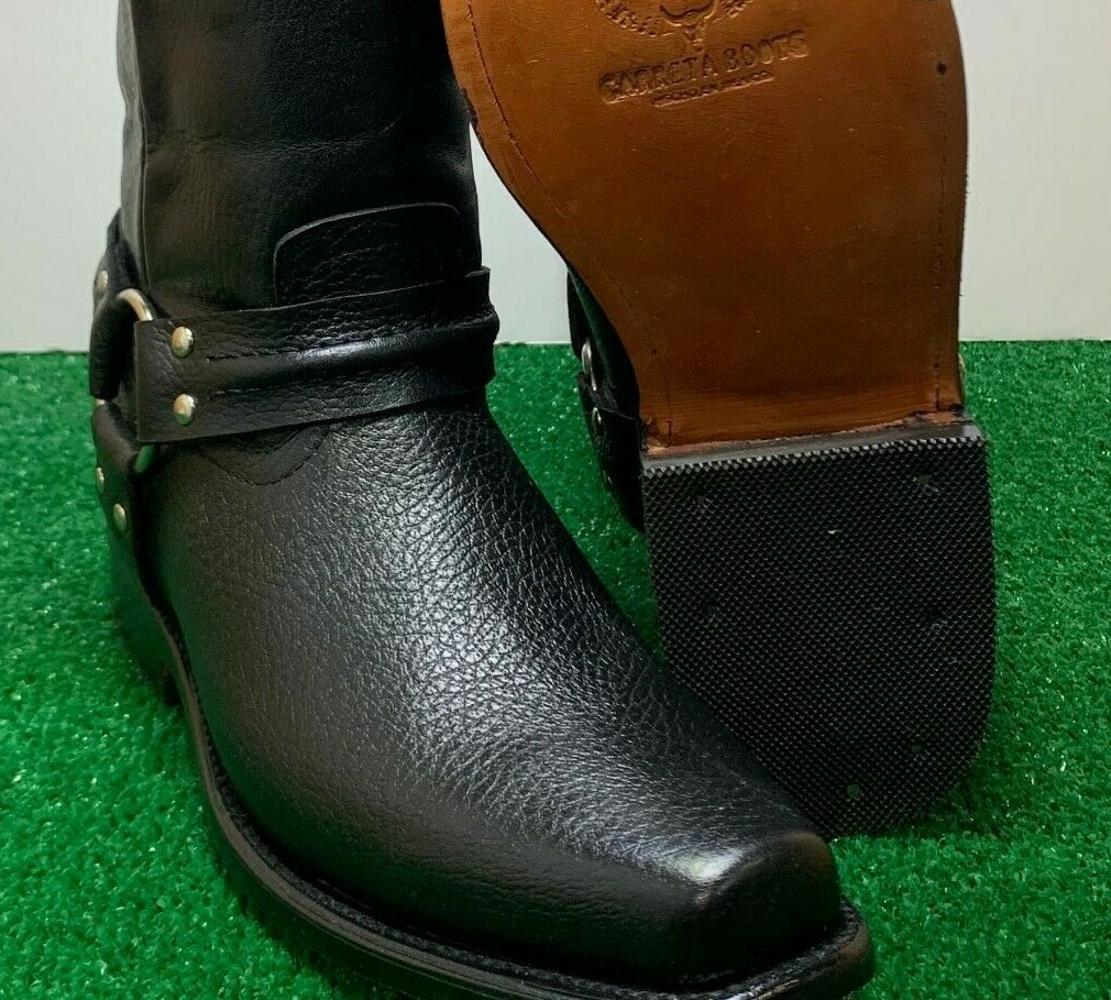 Mens Motorcycle Biker Boots Leather Western Cowboy Harness Rock Riding Moto