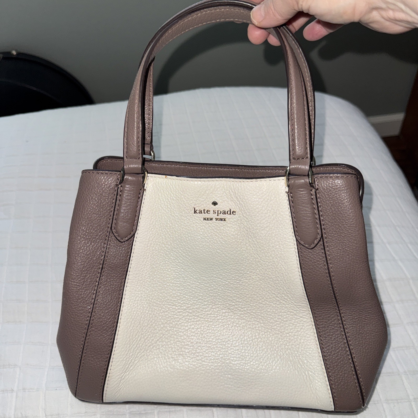Kate Spade Triple Compartment Leather Satchel; No Crossbody Strap