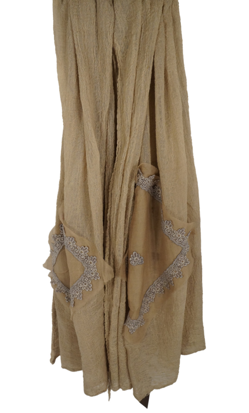 $300 NWT CLAUDIO CUTULI Brown Gauze w Woven Patch Scarf Made in Italy 80″X 39″
