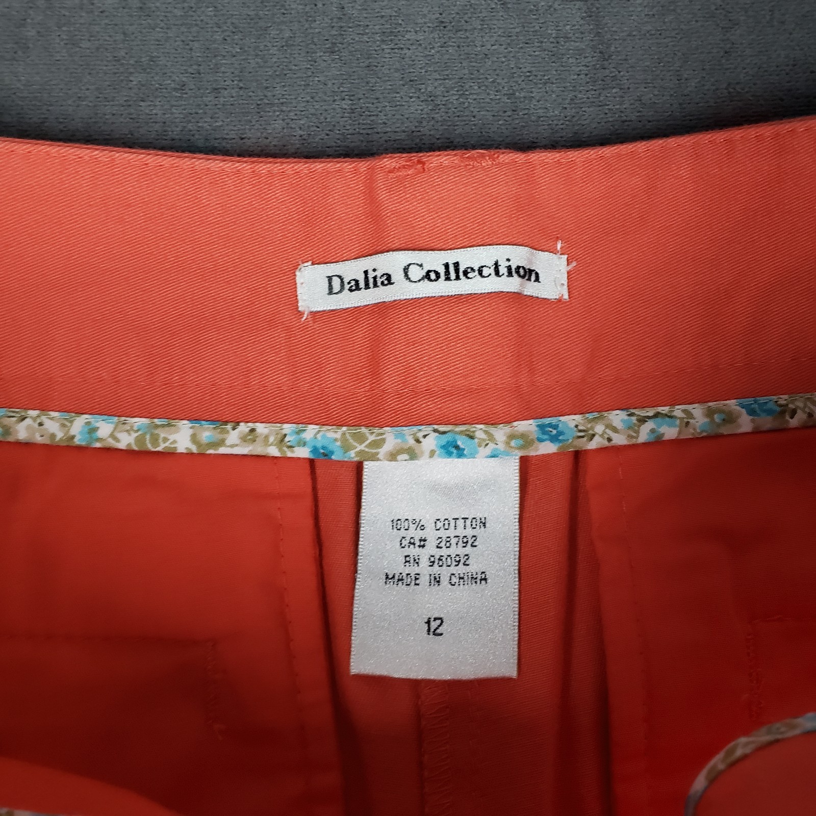 Dalia Collection Capri Womens 12 Orange/ Peach 100% Cotton NWT