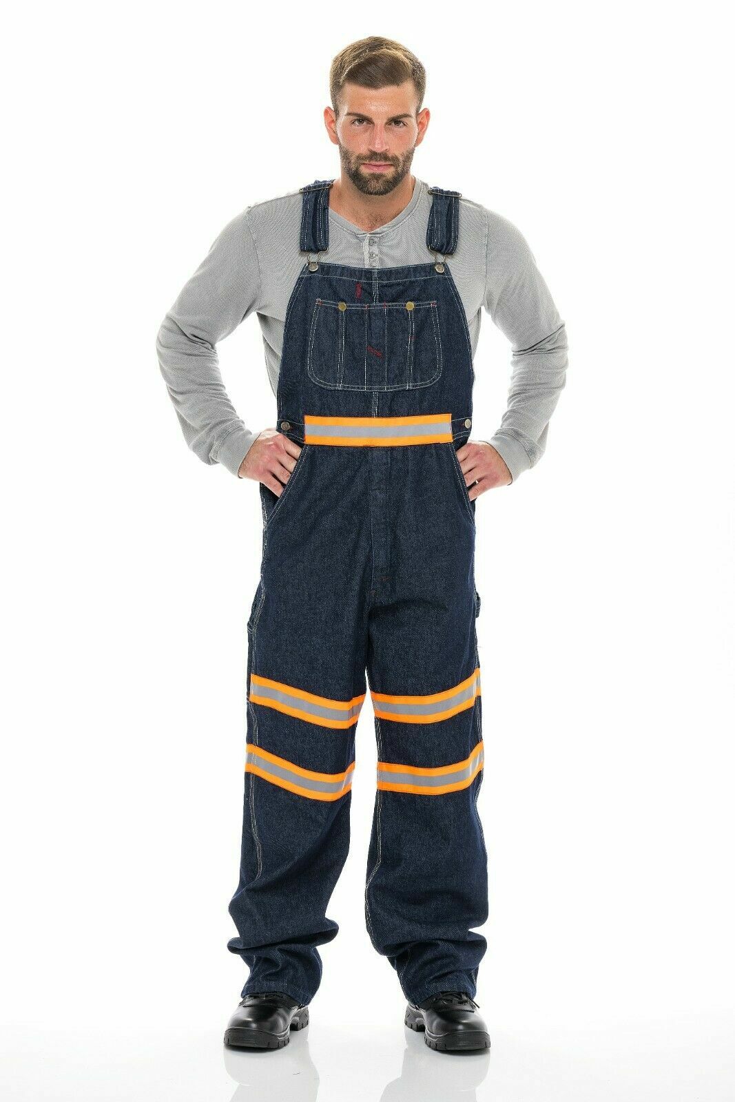 Men’s Hi-Vis Bib Overall Men Enhanced Denim Visibility Dungaree PANTS