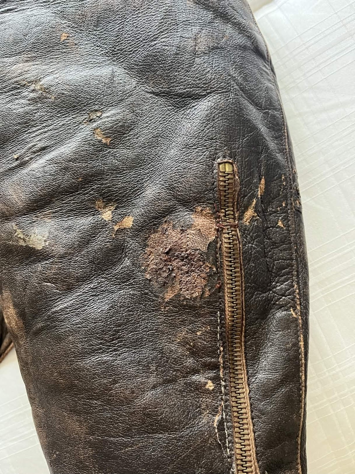 Vintage German 1940s Marke Bergfreund Horsehide Brown Leather Jacket Size ~36
