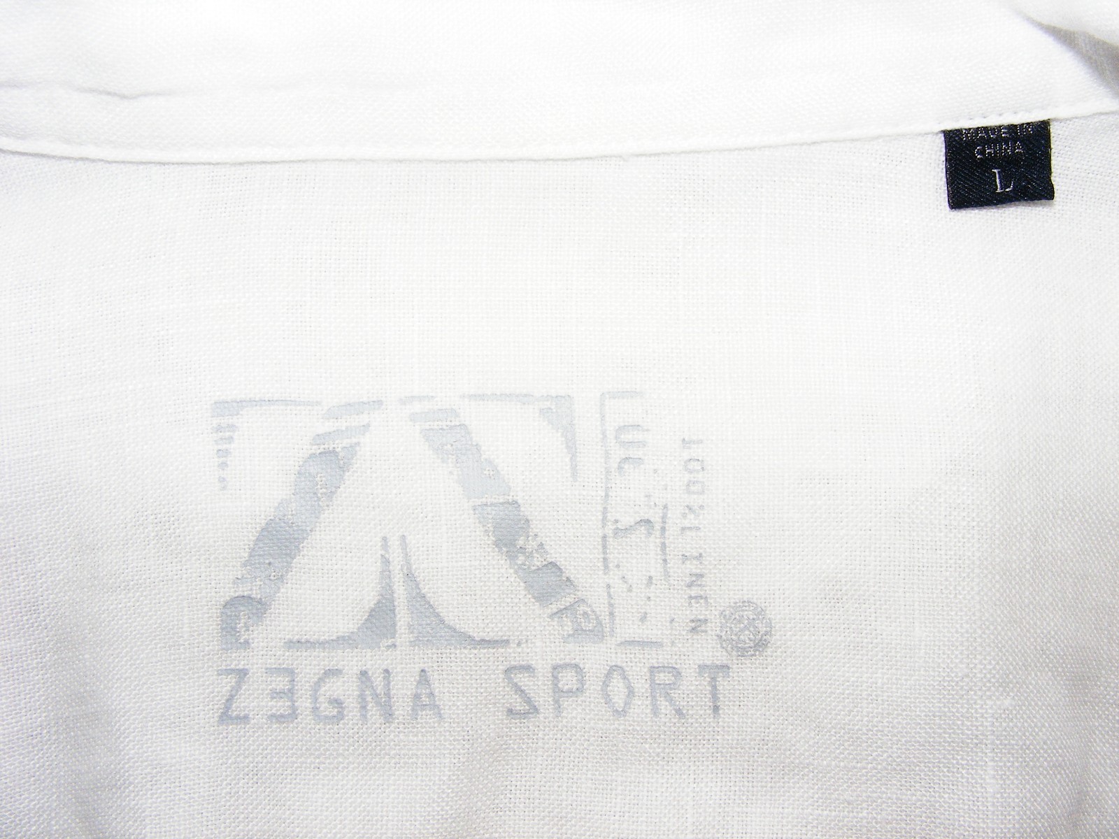 MENS SZ L ERMENEGILDO ZEGNA SPORT 100% LINEN WHITE ROLL UP BUTTON SLEEVE SHIRT L
