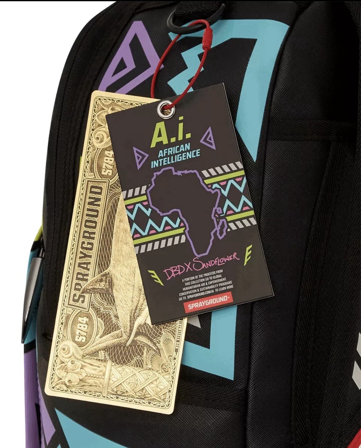 Authentic SPRAYGROUND x A.I PATH TO THE FUTURE III BACKPACK – SANDFLOWER COLLAB-