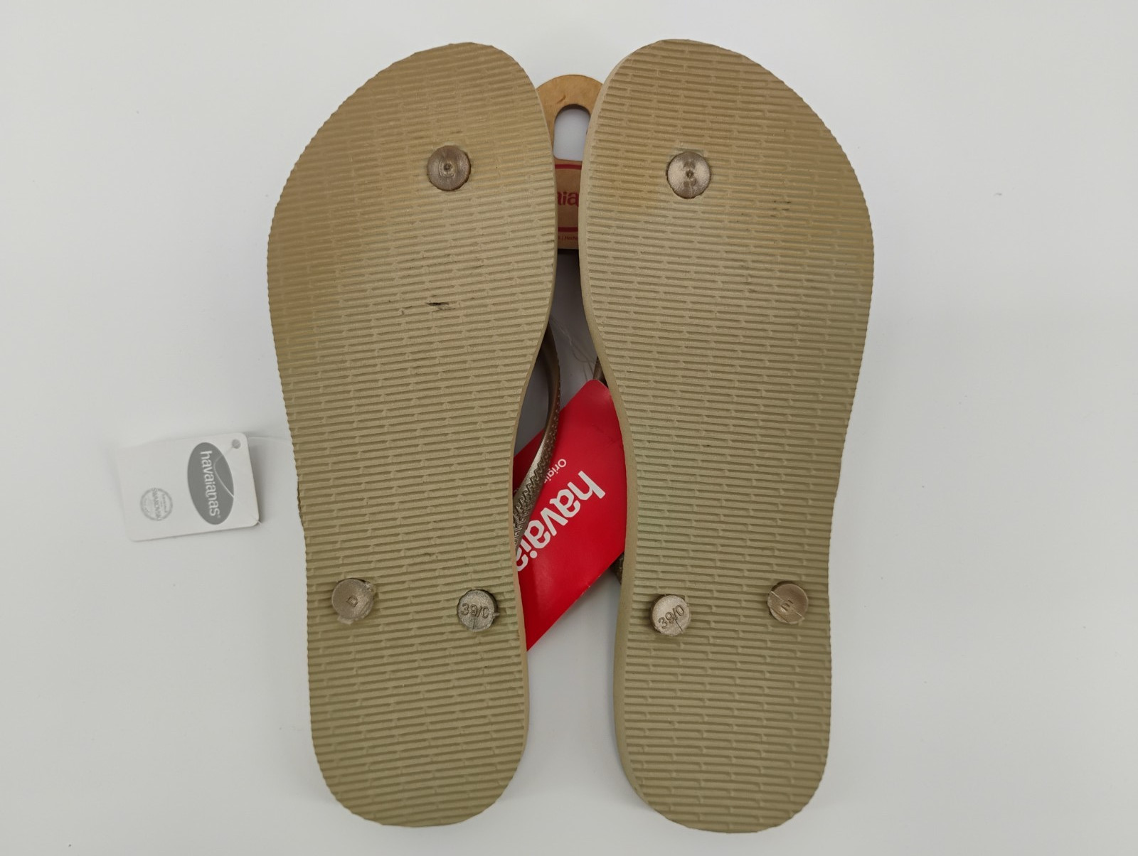 NEW Havaianas Sand Gray Light Gold Thong Flip Flops, Size 9/10w (39/40)