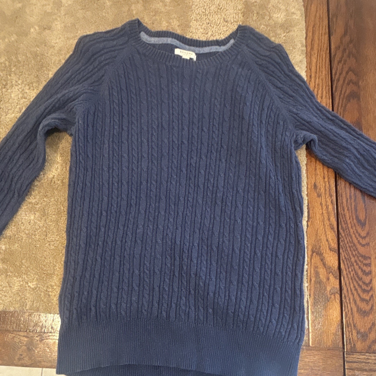 Sonoma Life + Style Women’s XL Blue Crewneck Cable-Knit Long Sleeve Sweater